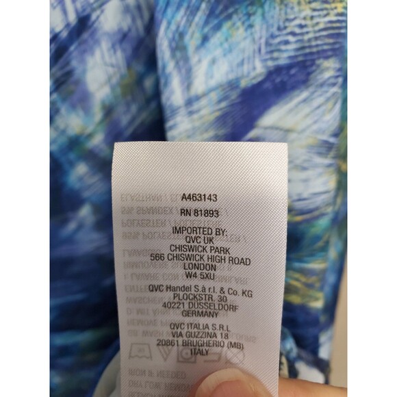 Susan Graver Printed Stretch Charmeuse Big Shirt Blue Lagoon Size 2X - Picture 6 of 6